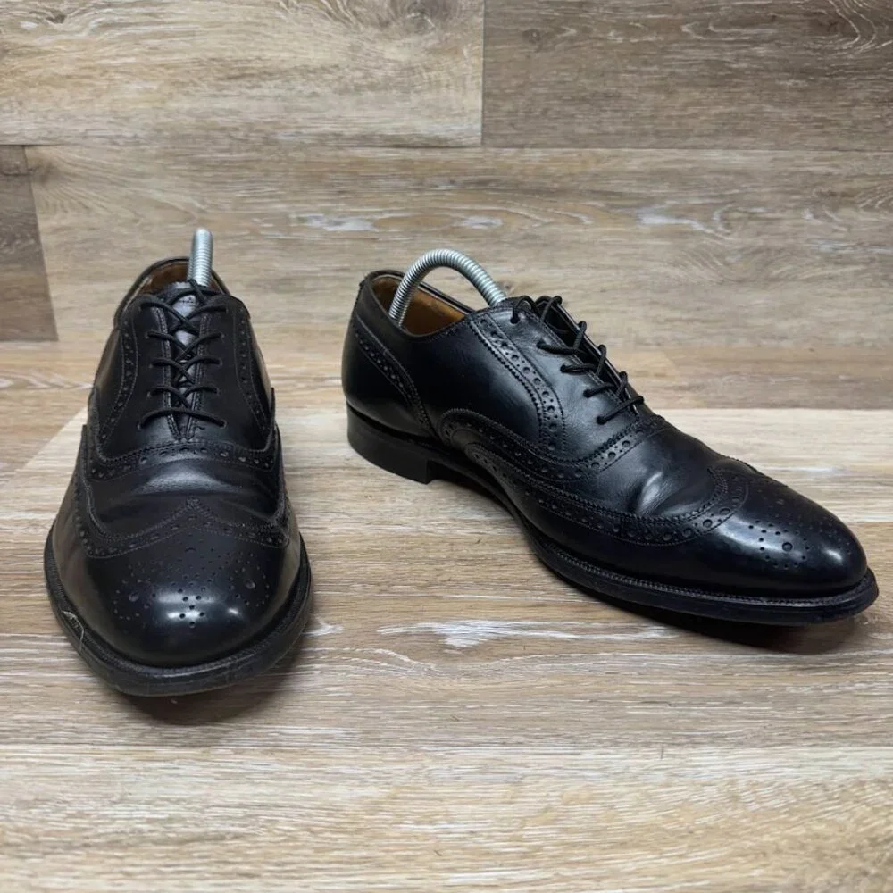 Johnston Murphy Aristocraft Black Leather Wingtip Oxford Shoes Men's Size 10.5
